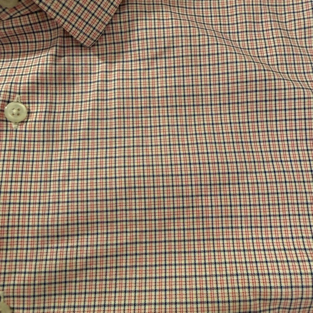 Banana Republic Shirt Mens M Pink Plaid Excellent Non-Iron Cotton Standard Fit